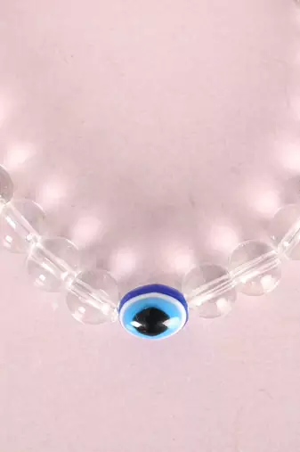 Unisex transparent beaded elasticated bracelet