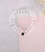 Unisex transparent beaded elasticated bracelet