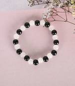 Unisex white marble crystal beaded elasticated bracelet