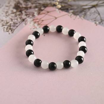 Unisex white marble crystal beaded elasticated bracelet 4