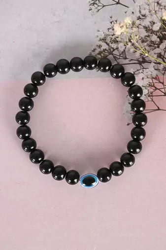 Unisex marble crystal beaded elasticated bracelet