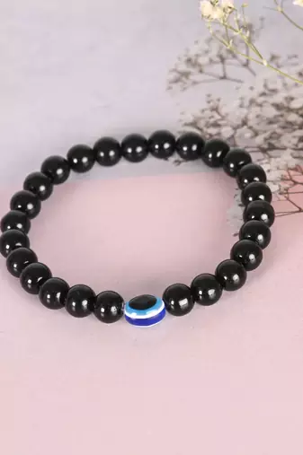 Unisex marble crystal beaded elasticated bracelet
