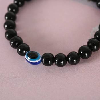 Unisex marble crystal beaded elasticated bracelet 4