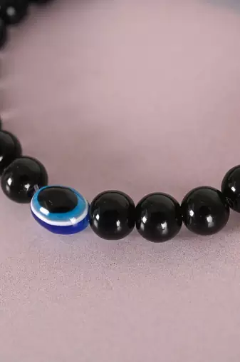 Unisex marble crystal beaded elasticated bracelet