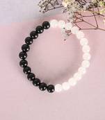 Unisex black & white marbel crystal elasticated bracelet