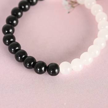 Unisex black & white marbel crystal elasticated bracelet 2