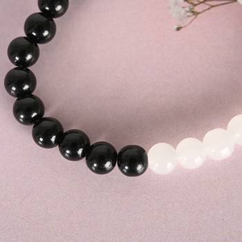 Unisex black & white marbel crystal elasticated bracelet 5