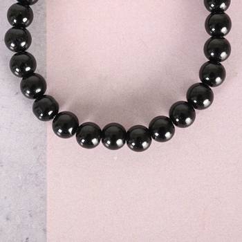Unisex black marble crystal beaded elasticated bracelet 4