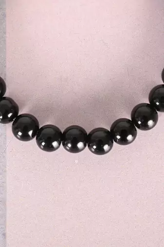 Unisex black marble crystal beaded elasticated bracelet