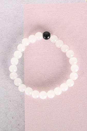 Unisex  white marbel crystal elasticated bracelet