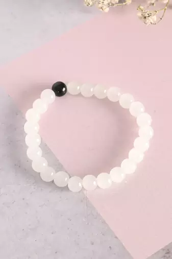 Unisex  white marbel crystal elasticated bracelet