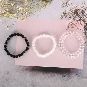 Unisex transparent & white & black marbel crystal elasticated bracelet 5
