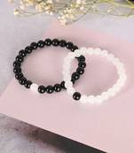 Unisex white & black marbel crystal elasticated bracelet