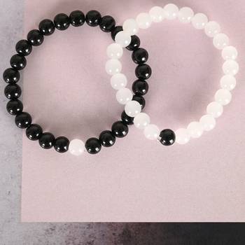 Unisex white & black marbel crystal elasticated bracelet 2