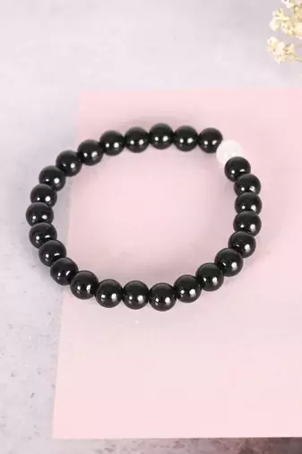 Unisex white & black marbel crystal elasticated bracelet