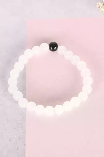 Unisex white & black marbel crystal elasticated bracelet