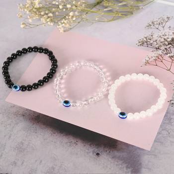 Unisex transparent & white & black marbel crystal elasticated bracelet 1