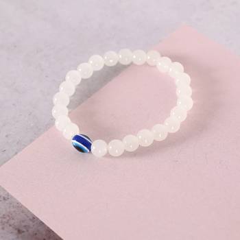 Unisex transparent & white & black marbel crystal elasticated bracelet 2