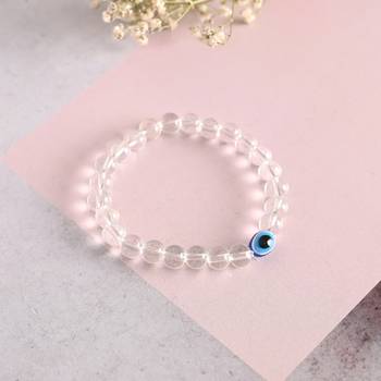 Unisex transparent & white & black marbel crystal elasticated bracelet 3