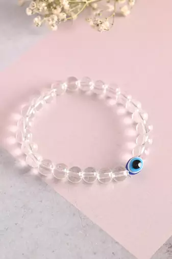 Unisex transparent & white & black marbel crystal elasticated bracelet