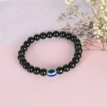 Unisex transparent & white & black marbel crystal elasticated bracelet 5