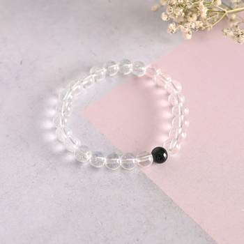 Unisex transparent & white & black marbel crystal elasticated bracelet 2