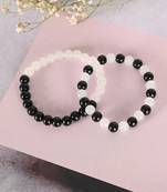 Unisex white & black marbel crystal elasticated bracelet