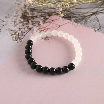 Unisex white & black marbel crystal elasticated bracelet 3