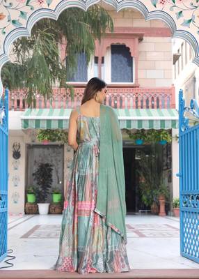 Printed Maxi with Artisan Belt & Flowing Dupatta 4