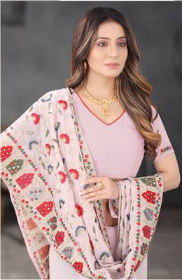 Designer lavender resham zari embroidery work georgette saree 2