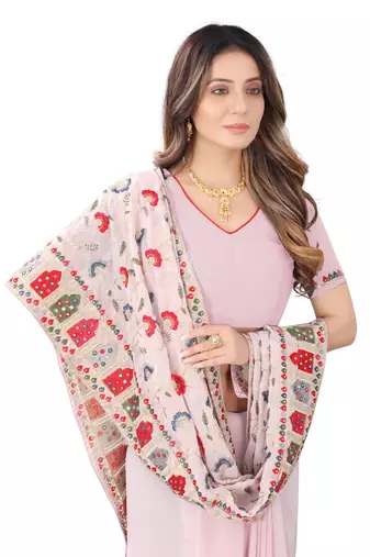 Designer lavender resham zari embroidery work georgette saree