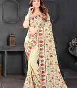 Designer chiku resham zari embroidery work georgette saree
