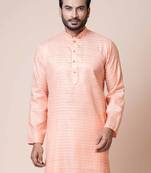 Nawaz kurta cotton peach line design full sleeve festive & wedding kurta pajama set for men