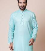 Nawaz kurta cotton sky blue line design full sleeve festive & wedding kurta pajama set for men
