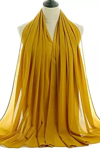 Yellow embroidered georgette islamic kaftans with hijab
