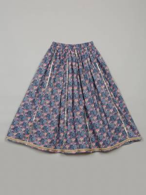 Saka Designs Girls Floral Printed Lehenga Choli With Dupatta - Grey & Pink 4