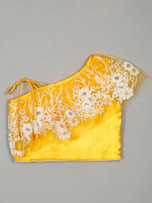 Yellow and White Net Lace Kids' Lehenga Choli  2