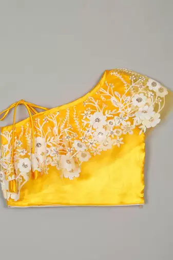 Yellow and White Net Lace Kids' Lehenga Choli 