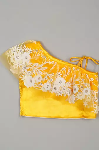 Yellow and White Net Lace Kids' Lehenga Choli 