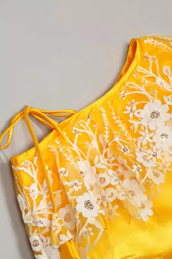 Yellow and White Net Lace Kids' Lehenga Choli 