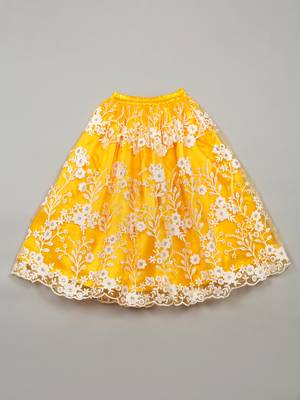 Yellow and White Net Lace Kids' Lehenga Choli  5