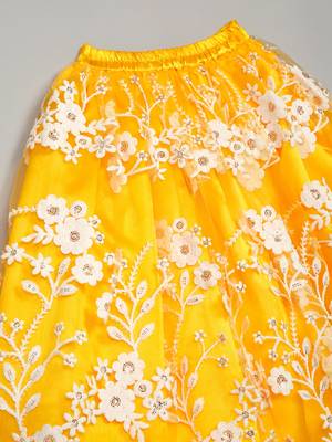 Yellow and White Net Lace Kids' Lehenga Choli  6