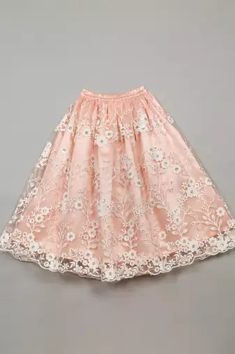 Saka Designs Ethnic Girls Embroidered Mirror Work Peach Lehenga Choli