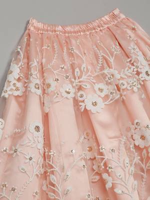 Saka Designs Ethnic Girls Embroidered Mirror Work Peach Lehenga Choli 5