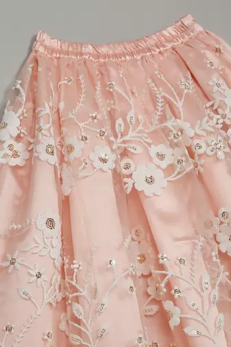 Saka Designs Ethnic Girls Embroidered Mirror Work Peach Lehenga Choli