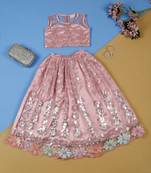 Saka designs ethnic girls embroidered mirror work purple lehenga choli