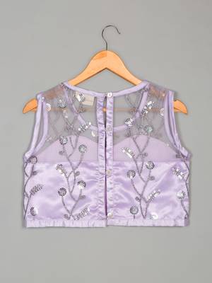 Saka designs ethnic girls embroidered mirror work lilac lehenga choli 3