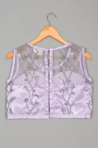 Saka designs ethnic girls embroidered mirror work lilac lehenga choli