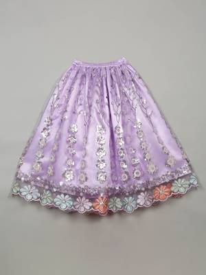 Saka designs ethnic girls embroidered mirror work lilac lehenga choli 5