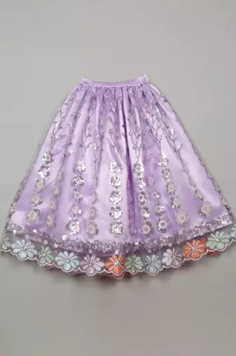 Saka designs ethnic girls embroidered mirror work lilac lehenga choli